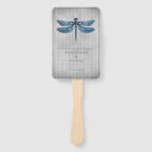 Blauw Jeweled Dragonfly bruiloft gunst Handwaaier (Voorkant)
