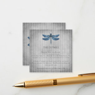 Blauw Jeweled Dragonfly Bruiloft Informatiekaartje