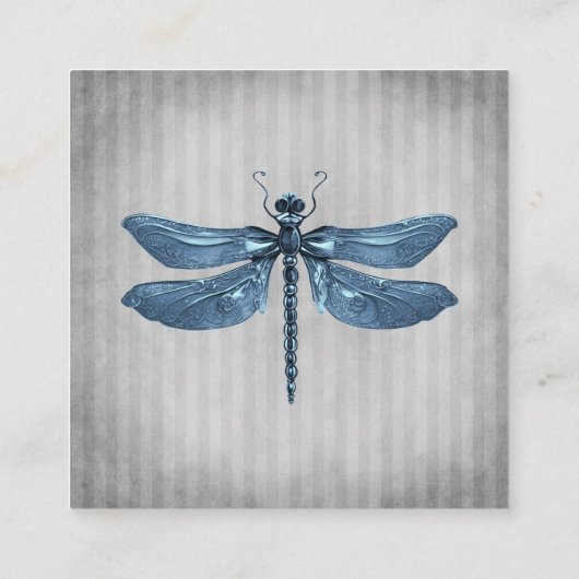Blauw Jeweled Dragonfly Bruiloft Informatiekaartje (Achterkant)