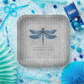 Blauw Jeweled Dragonfly Bruiloft Papieren Bordje (Feest)