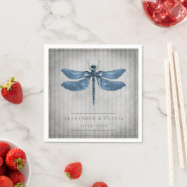 Blauw Jeweled Dragonfly Bruiloft Servet