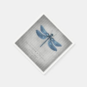 Blauw Jeweled Dragonfly Bruiloft Servet (Hoek)