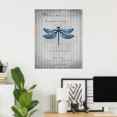 Blauw Jeweled Dragonfly Bruiloft Welkom Poster (Thuiskantoor)