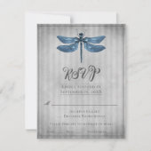 Blauw Jeweled Dragonfly Wedding RSVP (Voorkant)