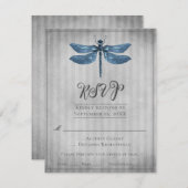 Blauw Jeweled Dragonfly Wedding RSVP (Voorkant / Achterkant)