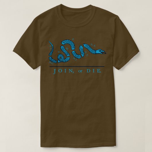 Blauw Join or Die T-shirt (Design voorkant)