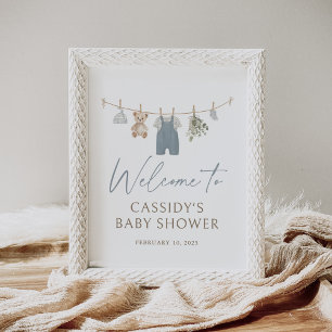 Blauw Jongens Babykleren Baby Shower Welkomstbord Poster