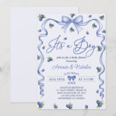 Blauw Jongens Blauwebes Babyshower Kaart (Voorkant / Achterkant)