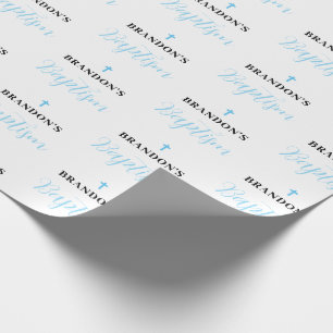 Blauw Jongens Doop Inpakpapier