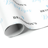 Blauw Jongens Doop Inpakpapier (Rol Hoek)