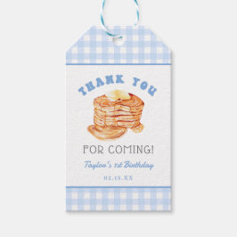 Blauw jongens pannenkoekenontbijt verjaardag bedan cadeaulabel