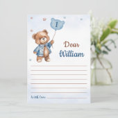Blauw Jongensbeertje Verjaardag Tijdscapsule Beric Kaart (Staand voorkant)