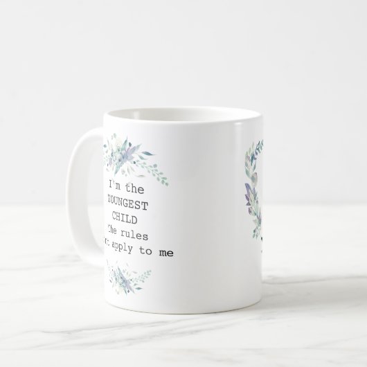  blauw jongste kind met de blauwe bloem op maat koffiemok (Voorkant links)