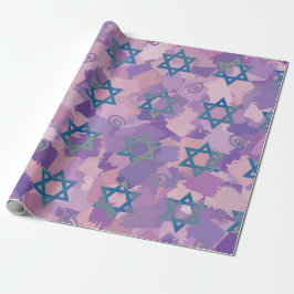Blauw joodse staafwerkpapier cadeaupapier