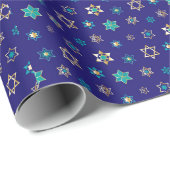 Blauw joodse stars-ontwerpverlooppapier cadeaupapier (Rol Hoek)