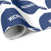 Blauw Jouw tekst -omlooppapier voor Baseball-Pette Cadeaupapier (Rol Hoek)