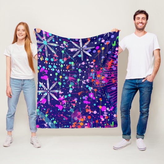 Blauw Jubileum Abstracte Kunst Fleece Deken (In situ)