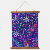 Blauw Jubileum Abstracte Kunst Hangend Wandkleed (Voorkant)