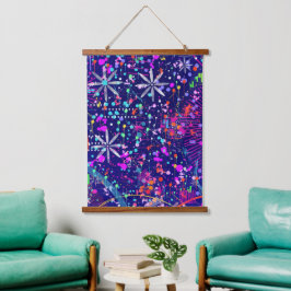 Blauw Jubileum Abstracte Kunst Hangend Wandkleed