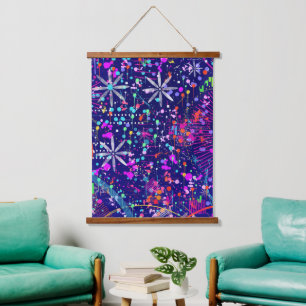 Blauw Jubileum Abstracte Kunst  Hangend Wandkleed