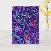 Blauw Jubileum Abstracte Kunst Kaart (Gele Bloem)