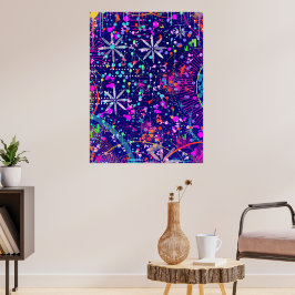 Blauw Jubileum Abstracte Kunst Poster