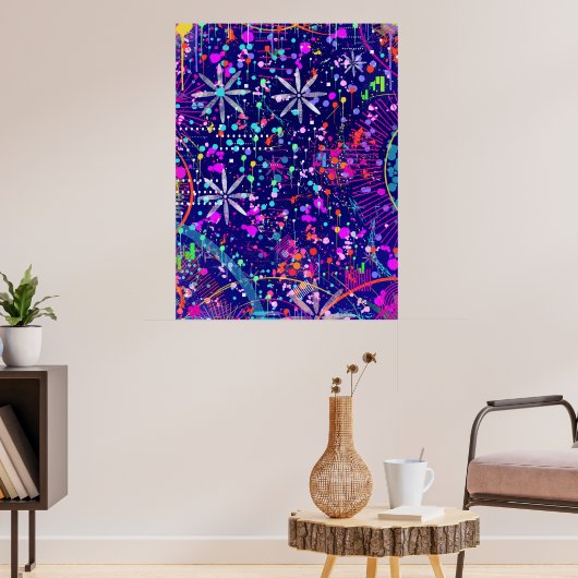 Blauw Jubileum Abstracte Kunst Poster (Woonkamer 3)