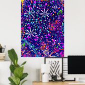 Blauw Jubileum Abstracte Kunst Poster (Thuiskantoor)