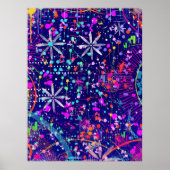 Blauw Jubileum Abstracte Kunst Poster (Voorkant)