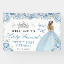 Blauw Jurk Blond Prinses Bloemige Verjaardag