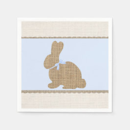 Blauw & Jute Rustieke Konijn Pasen Baby Shower Servet