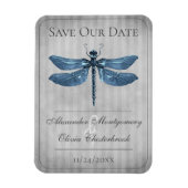 Blauw Juweel Libel Save the Date Magneet (Verticaal)