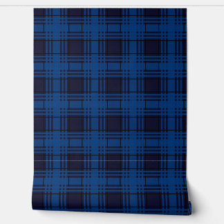 Blauw juweel tartan ruit behang