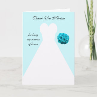 Blauw kaartje om 'Matron of Honor' te bedanken Bedankkaart