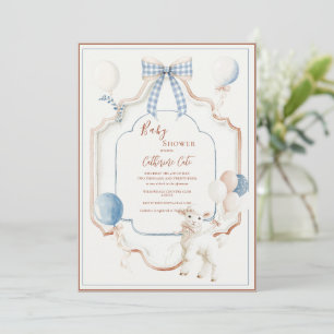 Blauw Kader Lam Ballonnen Baby Antiek Kaart
