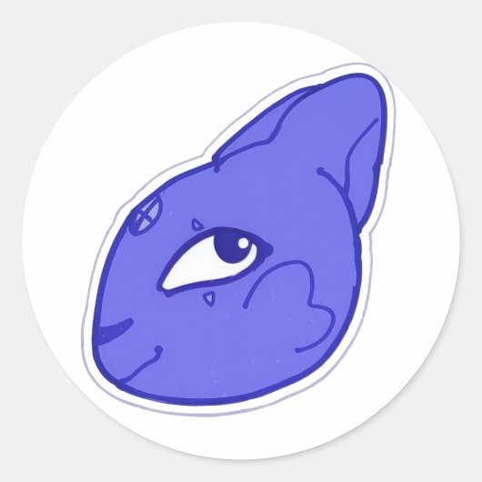Blauw Kageko Fantasie Wezen Sticker (Voorkant)