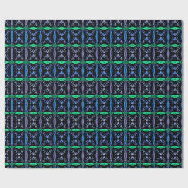 Blauw Kaleidoscoop Fractaalpatroon Cadeaupapier