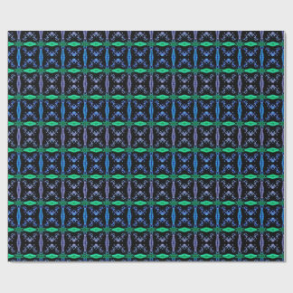 Blauw Kaleidoscoop Fractaalpatroon Cadeaupapier