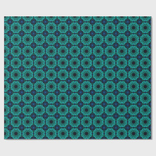 Blauw Kaleidoscoop Fractal Patroon Cadeaupapier
