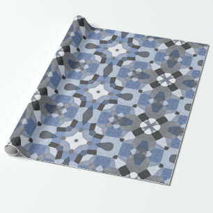 blauw kaleidoscoop verpakkingspapier cadeaupapier