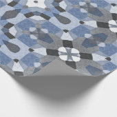 blauw kaleidoscoop verpakkingspapier cadeaupapier (Hoek)