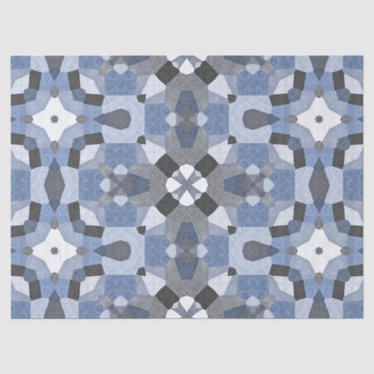 blauw kaleidoscooppapier tissuepapier (Voorkant)