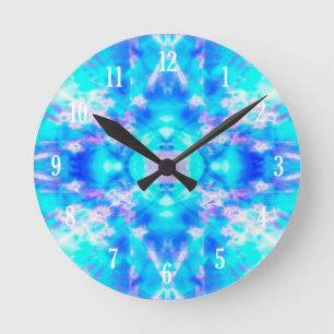 Blauw kaleidoscooppatroon ronde klok
