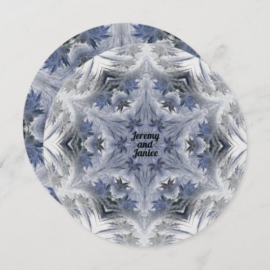 Blauw Kaleidoscope Snowflake Design met Namen Kaart (Voorkant / Achterkant)
