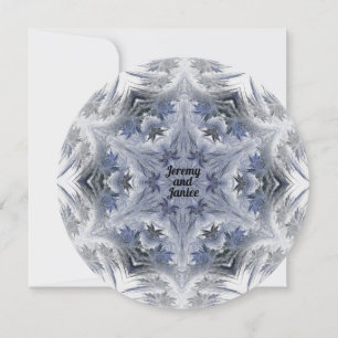 Blauw Kaleidoscope Snowflake Design met Namen Kaart