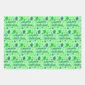 Blauw, kalkgroen en witte jongen's Happy Birthday Inpakpapier Vel (Voorkant)