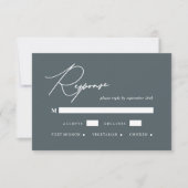  blauw kalligrafie RSVP kaartje (Voorkant)