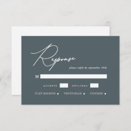  blauw kalligrafie RSVP kaartje