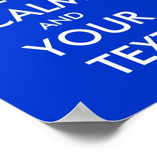 Blauw kalm houden en doorgaan met posters (Hoek)