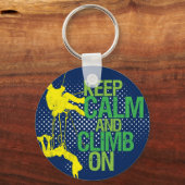 Blauw kalm houden en klimmen op rotsklimmende Sleu Sleutelhanger (Voorkant)